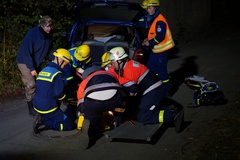 Rettung verletzter Person gemeinsam mit den Maltesern 